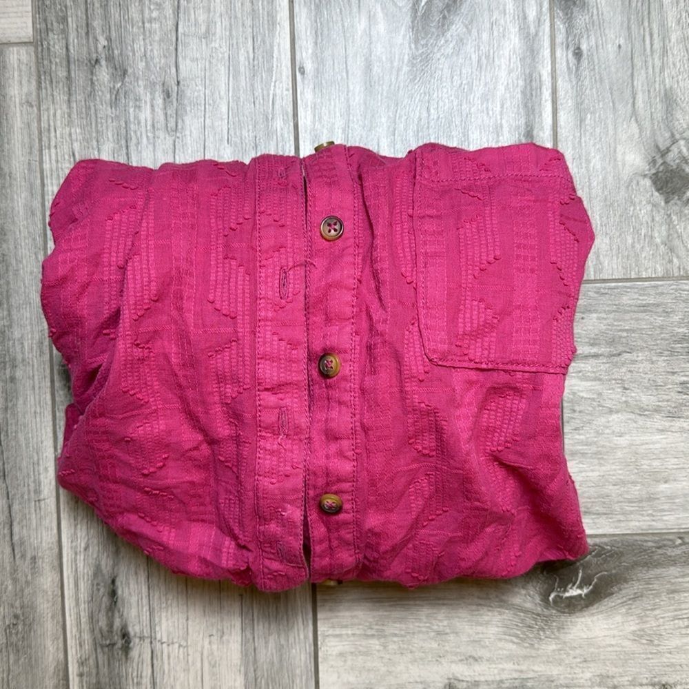 Pilcro Anthropologie Theresa Lace Up Back Shirt M Coral Pink